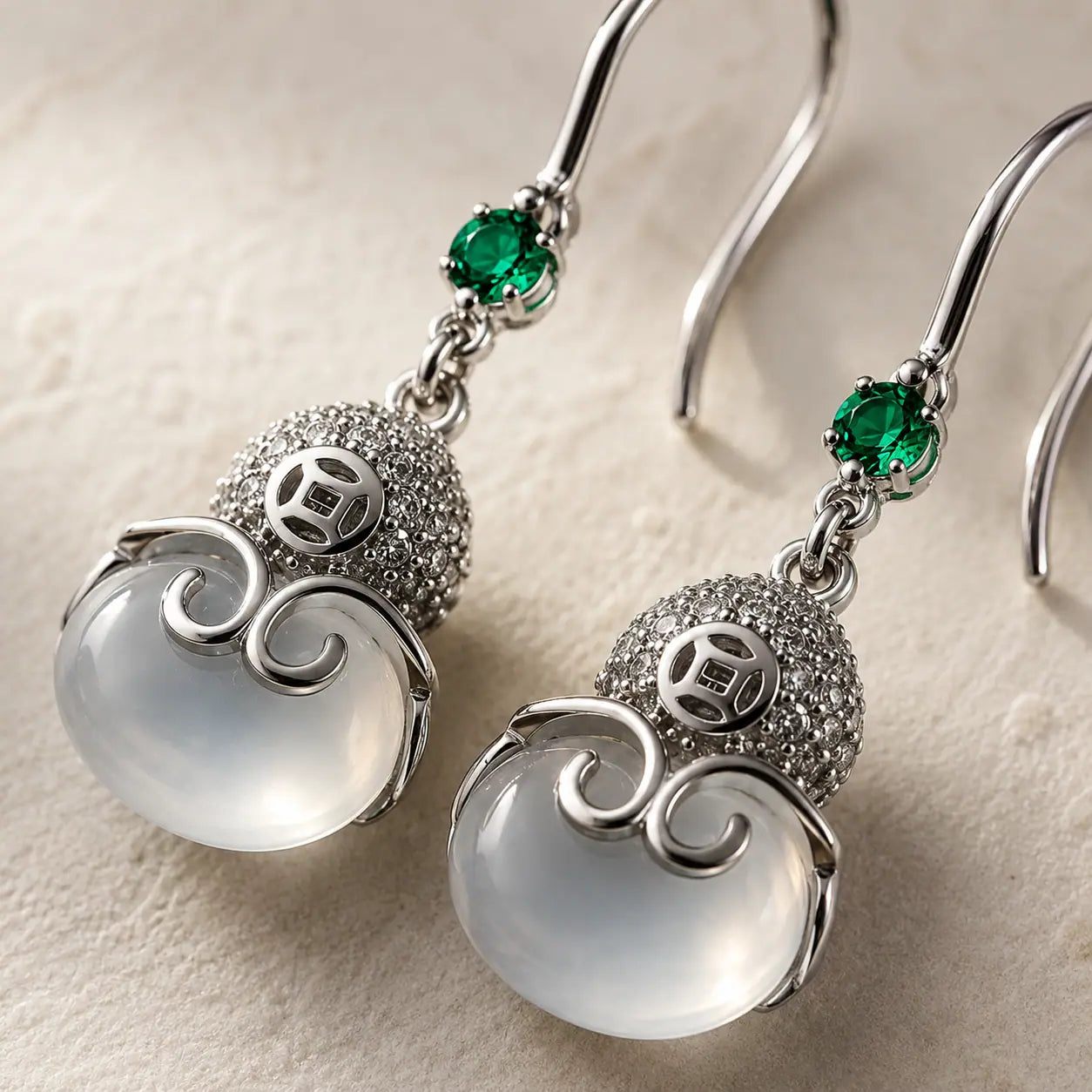 Chalcedony Gourd Drop Earrings