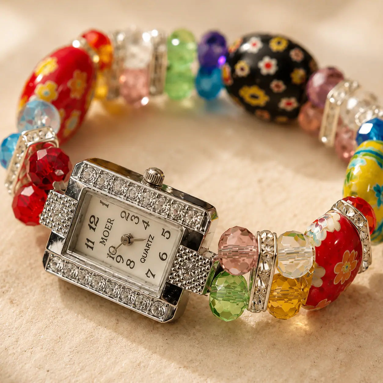 Glazed Flower Watch Bracelet