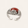 Red Agate Lotus Ring