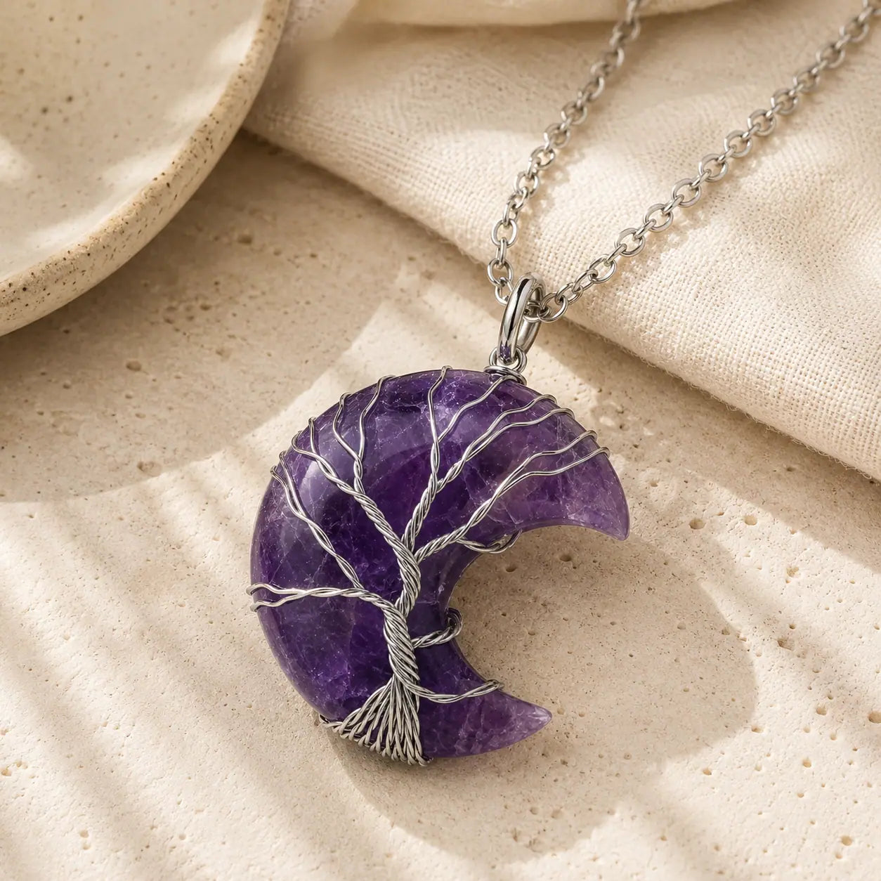 Amethyst Tree of Life Pendant Necklace