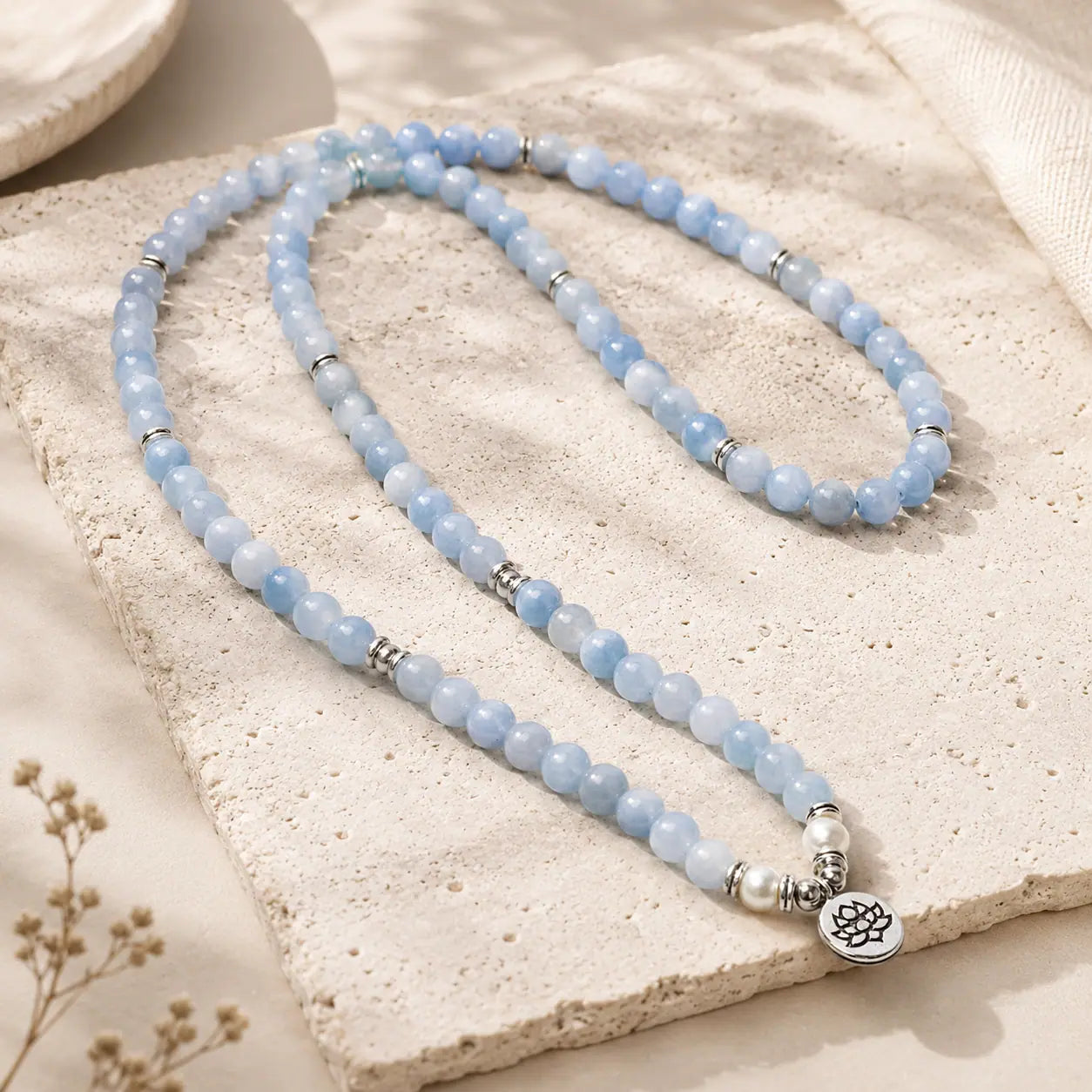 Blue Lotus Mala Bracelet