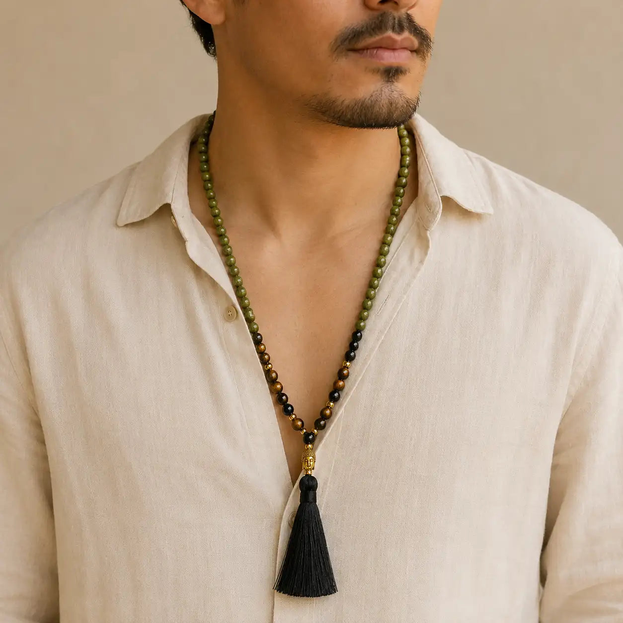 Jade Tiger Eye 108-Bead Necklace