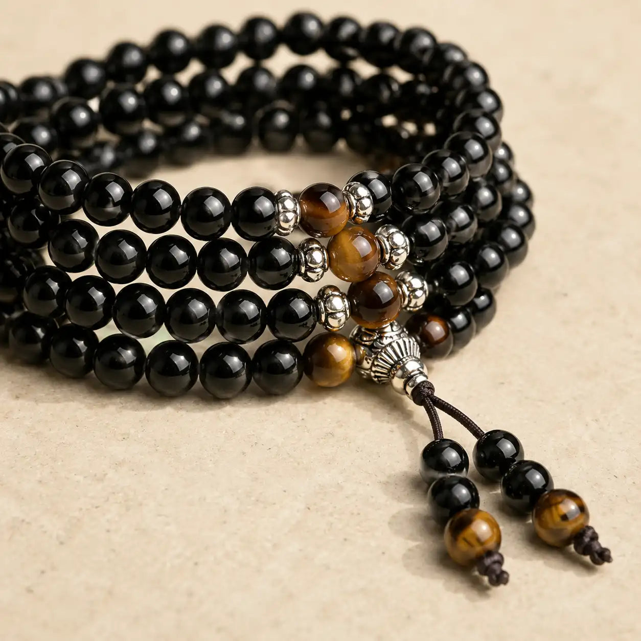 Obsidian Tiger Eye Mala