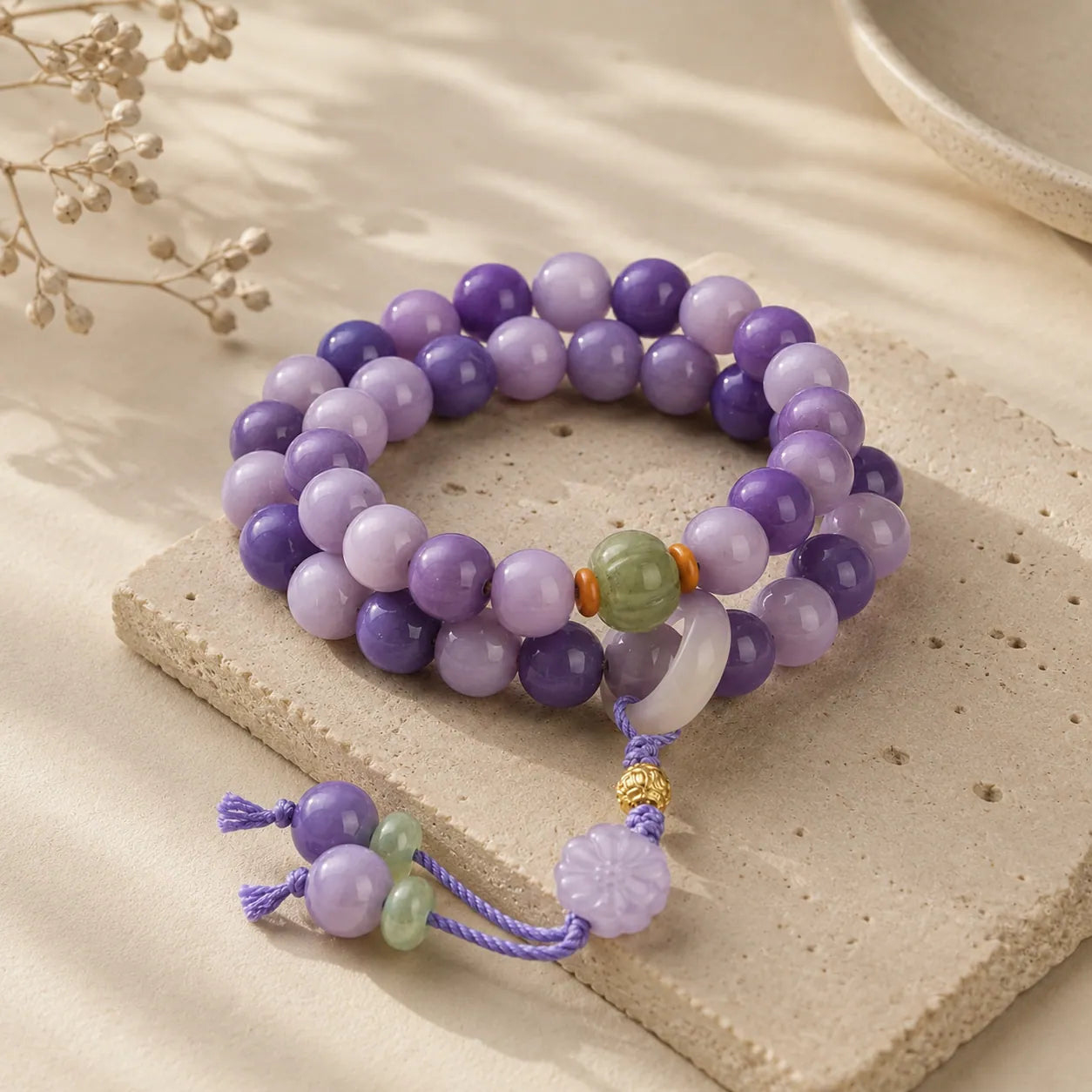 Purple Bodhi Mala Bracelet