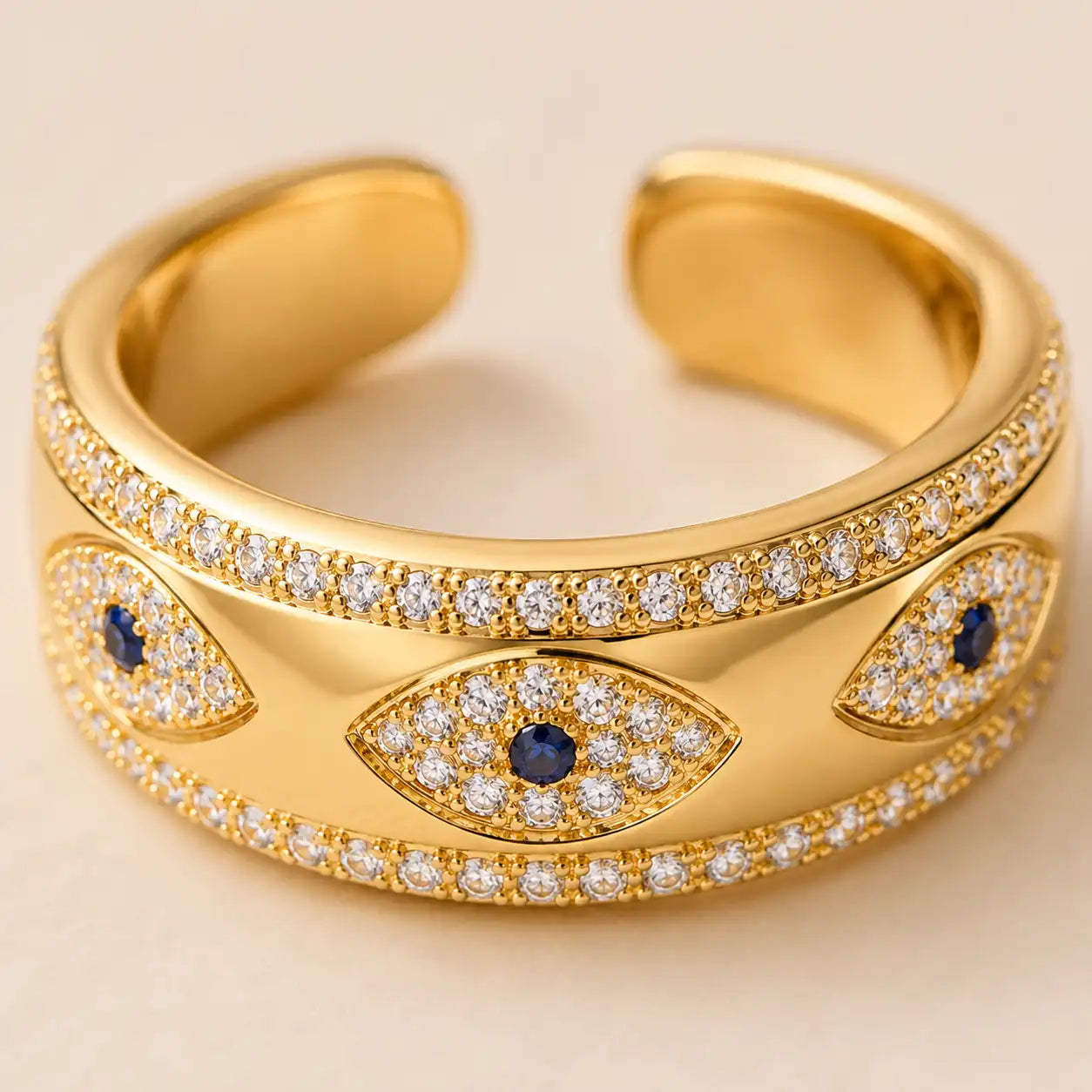 Gold Evil Eye Open Ring