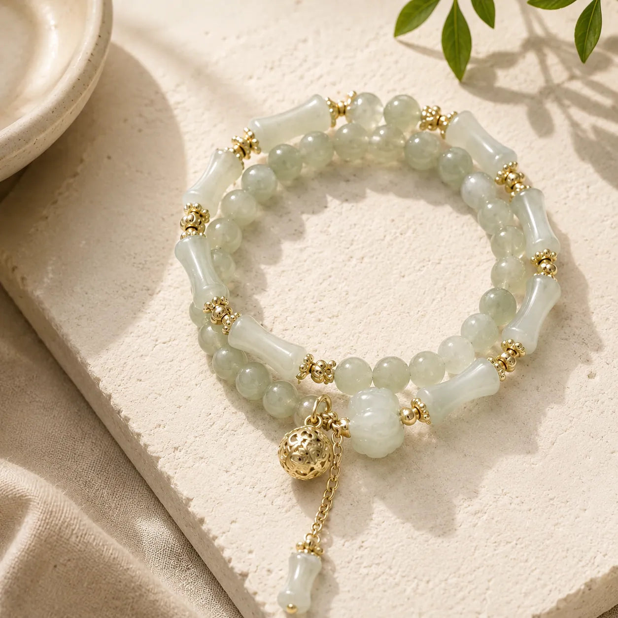 Hetian Jade Bamboo Knot Bracelet