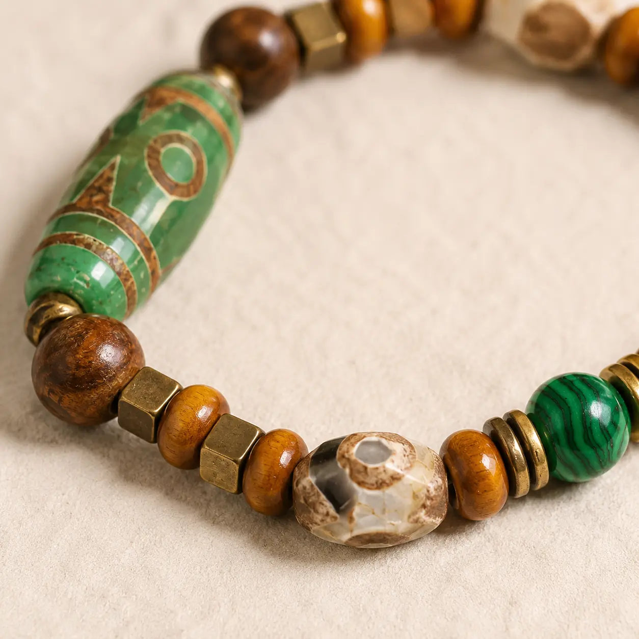 Vintage Wood Bead Protection Bracelet