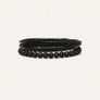 Black Stone Leather Bracelet