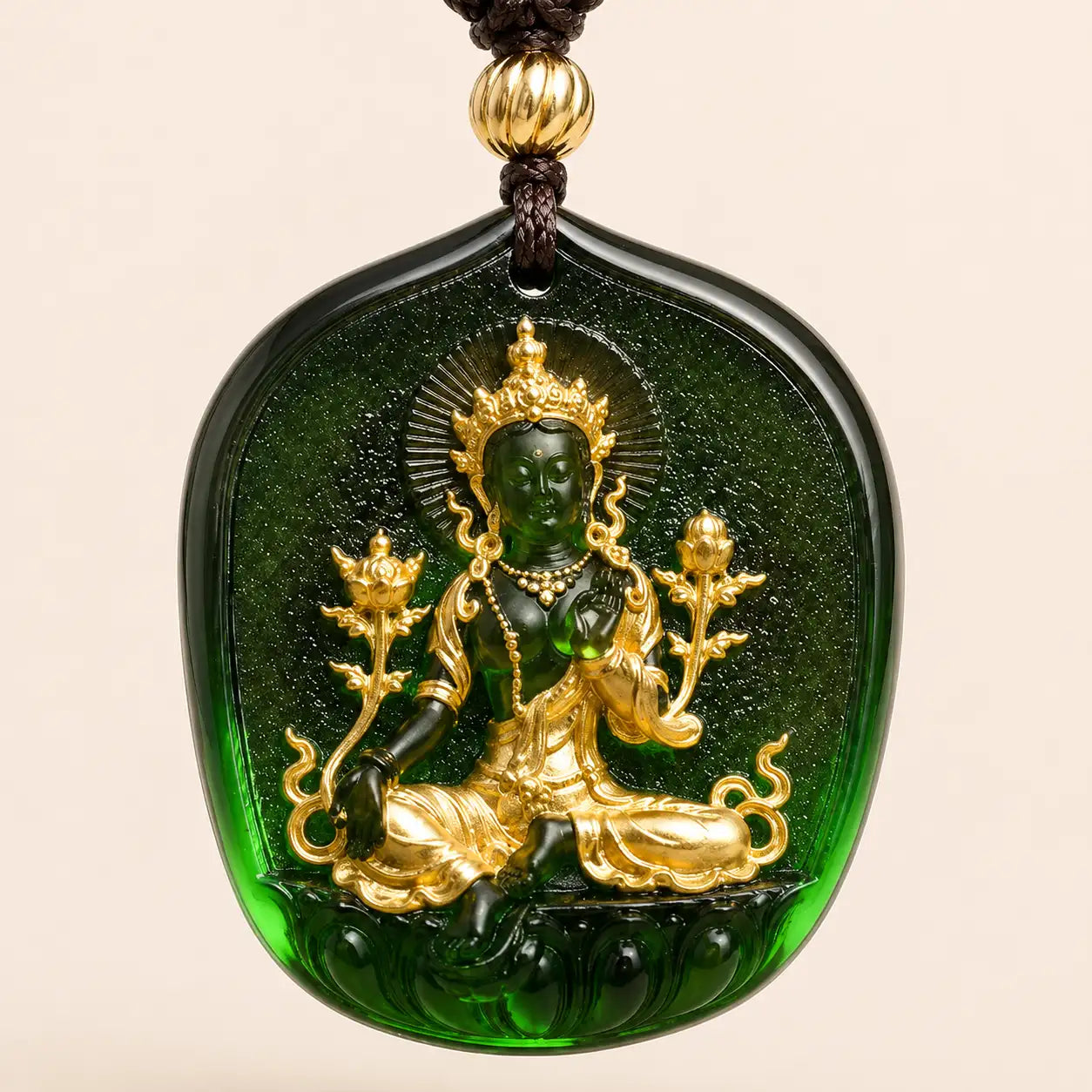 Green Glaze Compassion Symbol Pendant Necklace