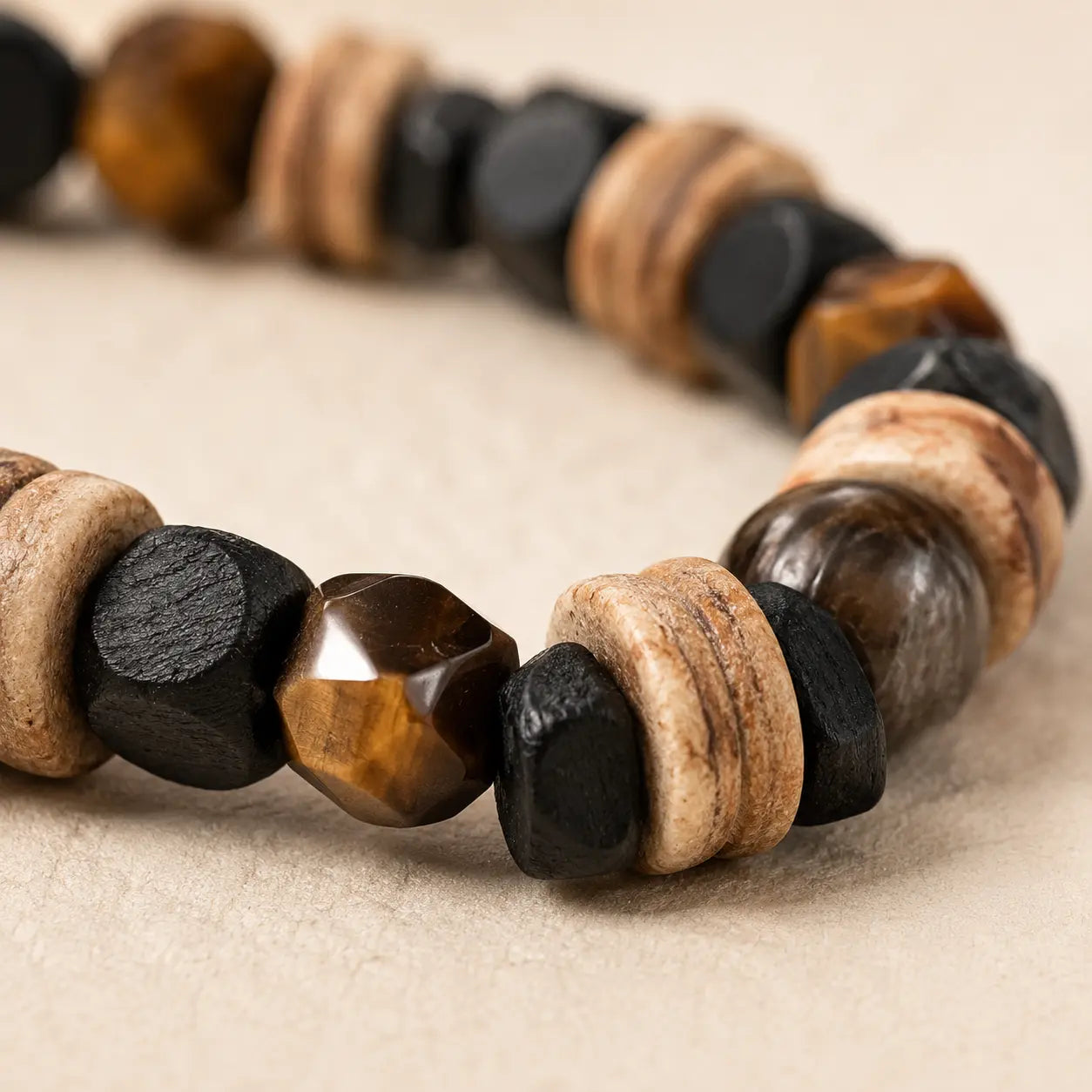 Brown Eye Wood Stone Protection Bracelet