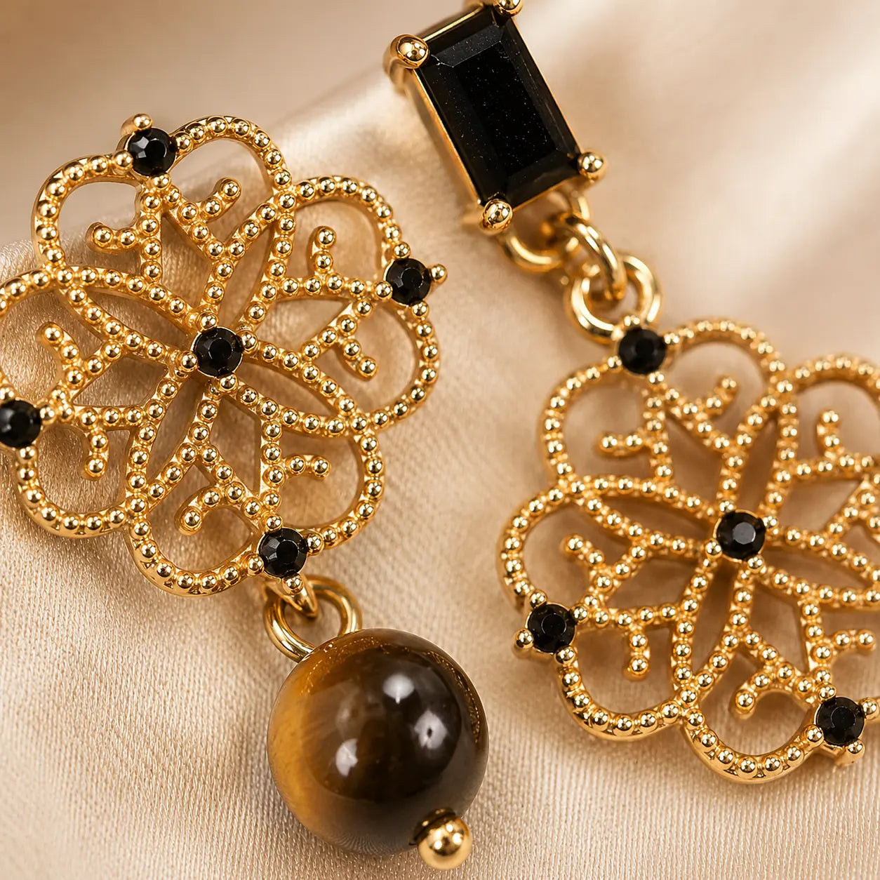 Flower Tiger Eye Focus Earrings