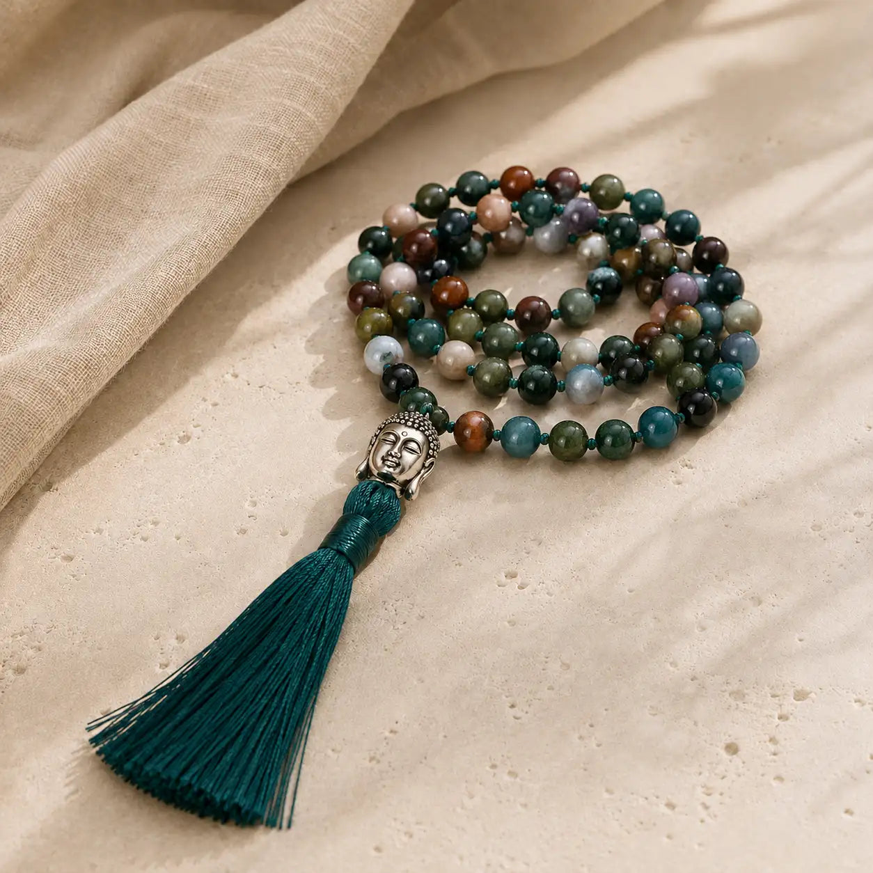 Earth Agate 108-Bead Necklace