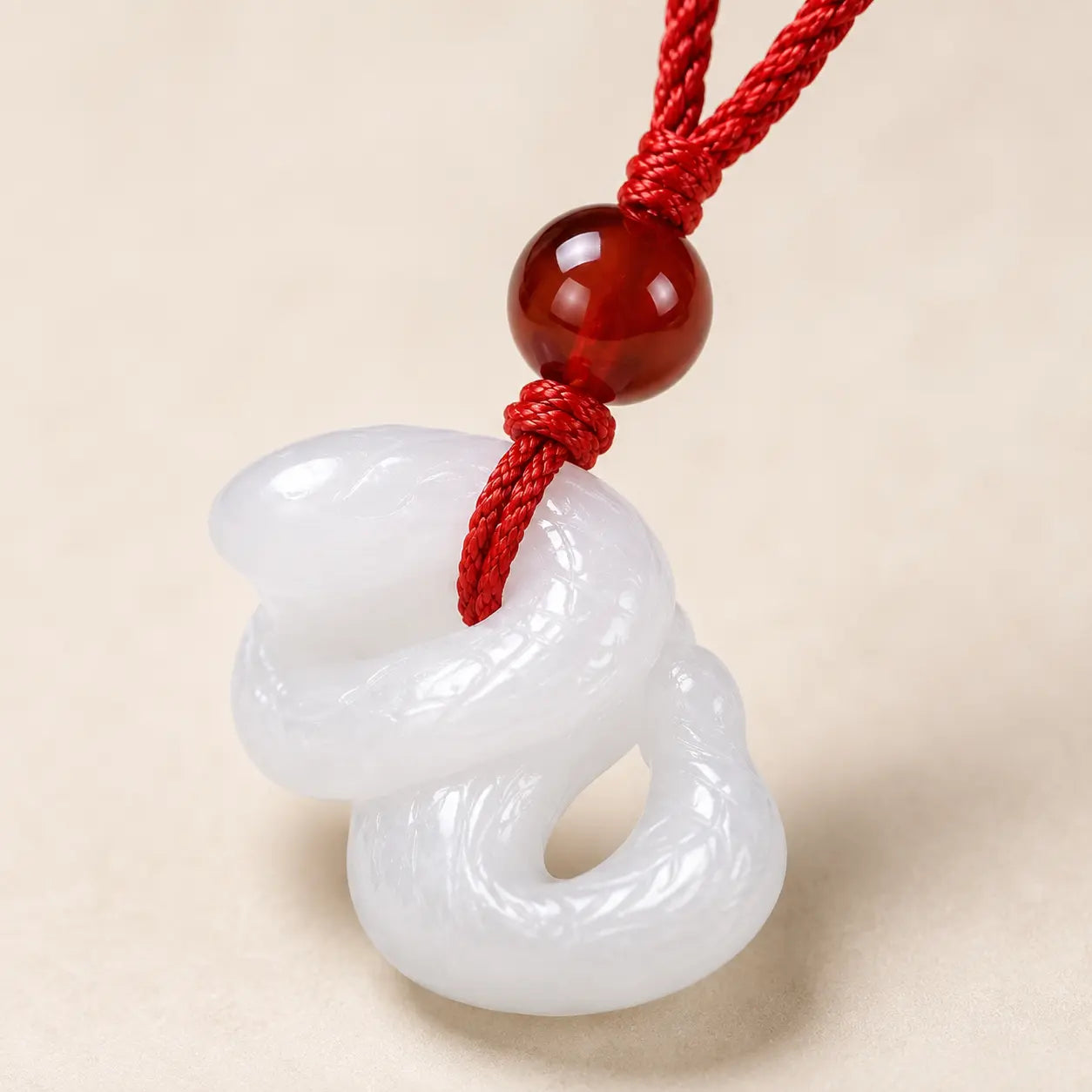 White Jade Snake Zodiac Pendant