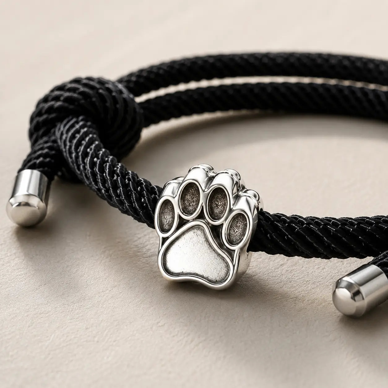 Black Cord Dog Paw Bracelet