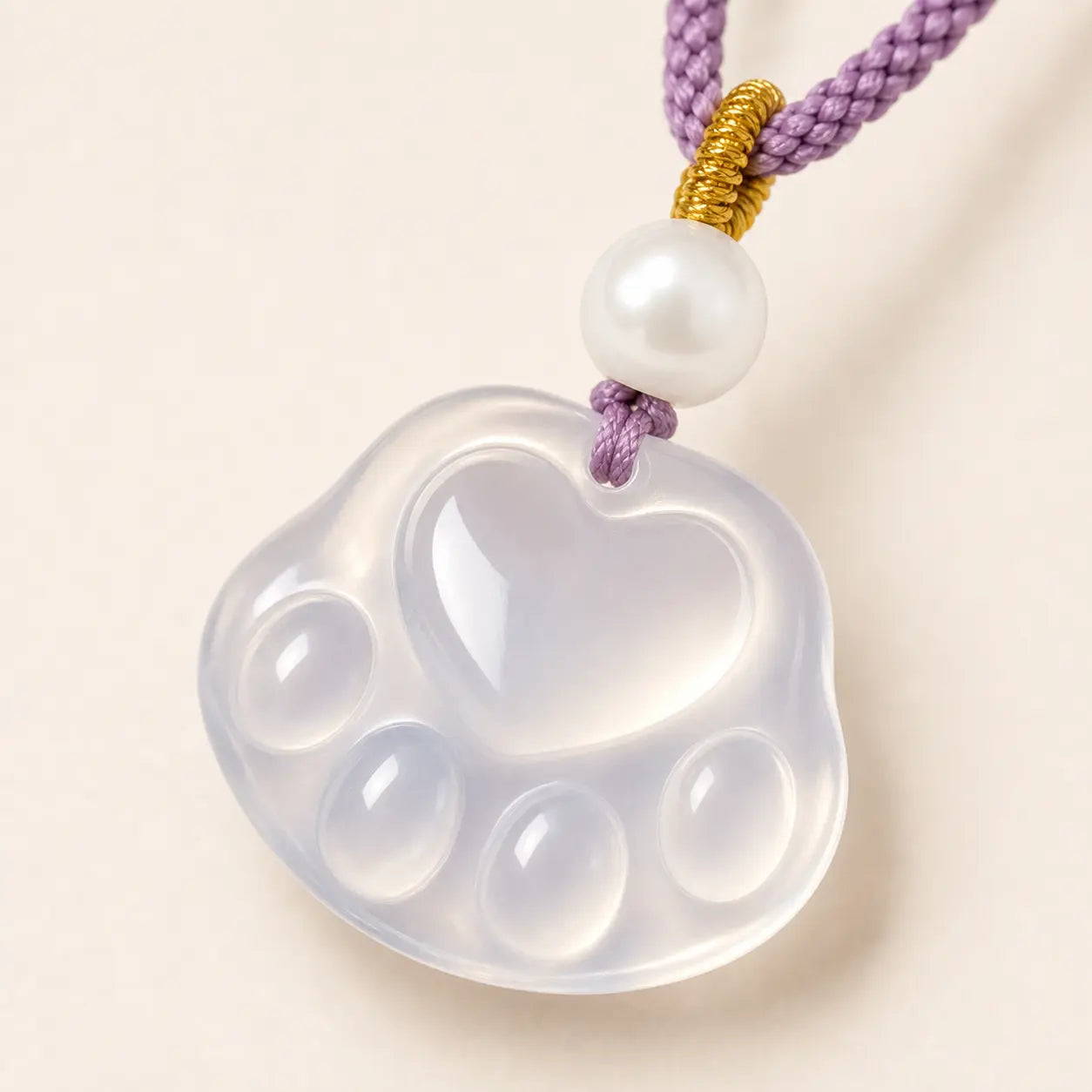 White Agate Dog Paw Pendant