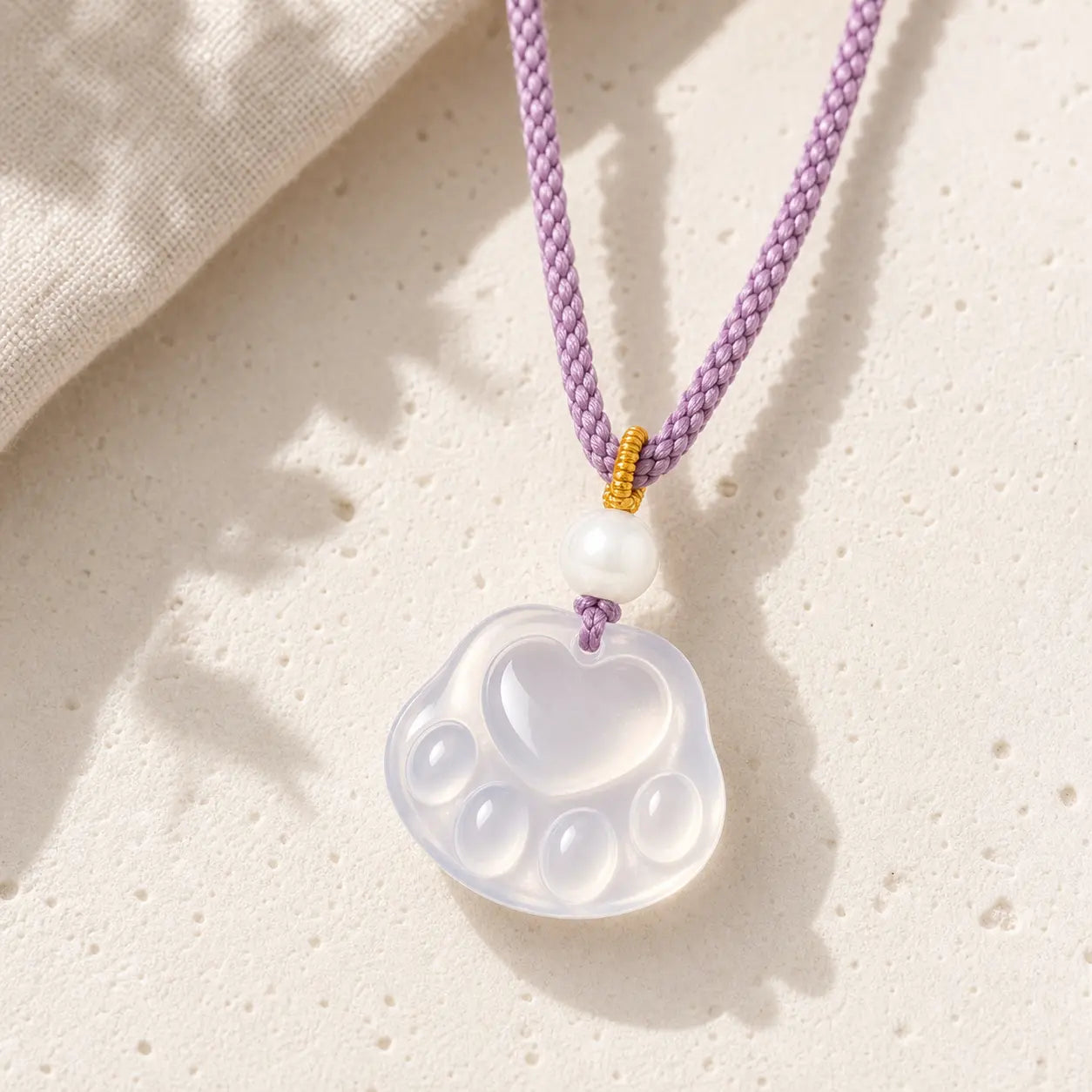 White Agate Dog Paw Pendant