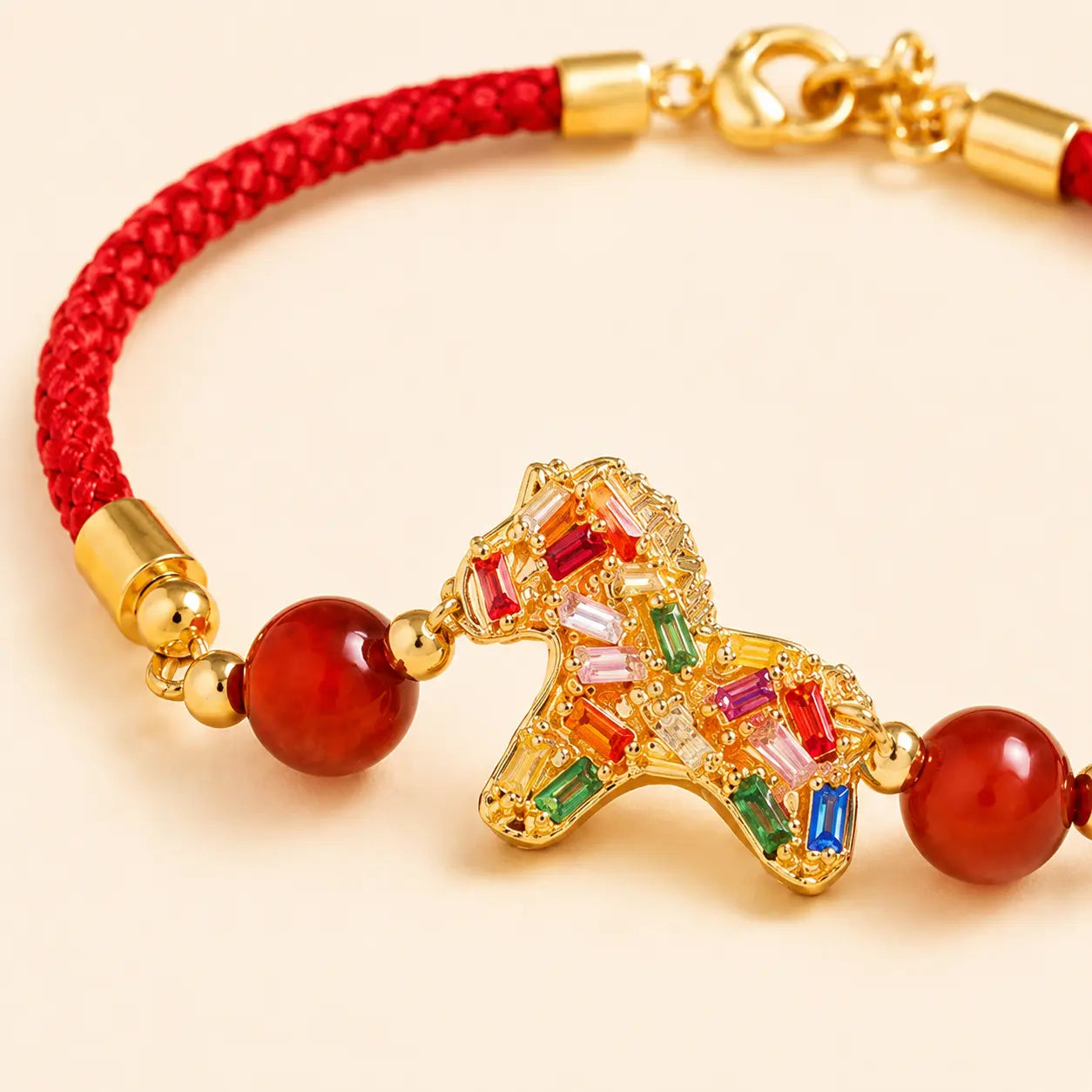 Red Rope Horse Charm Bracelet