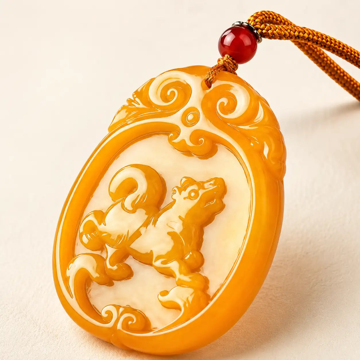 Yellow Jade Zodiac Dog Pendant
