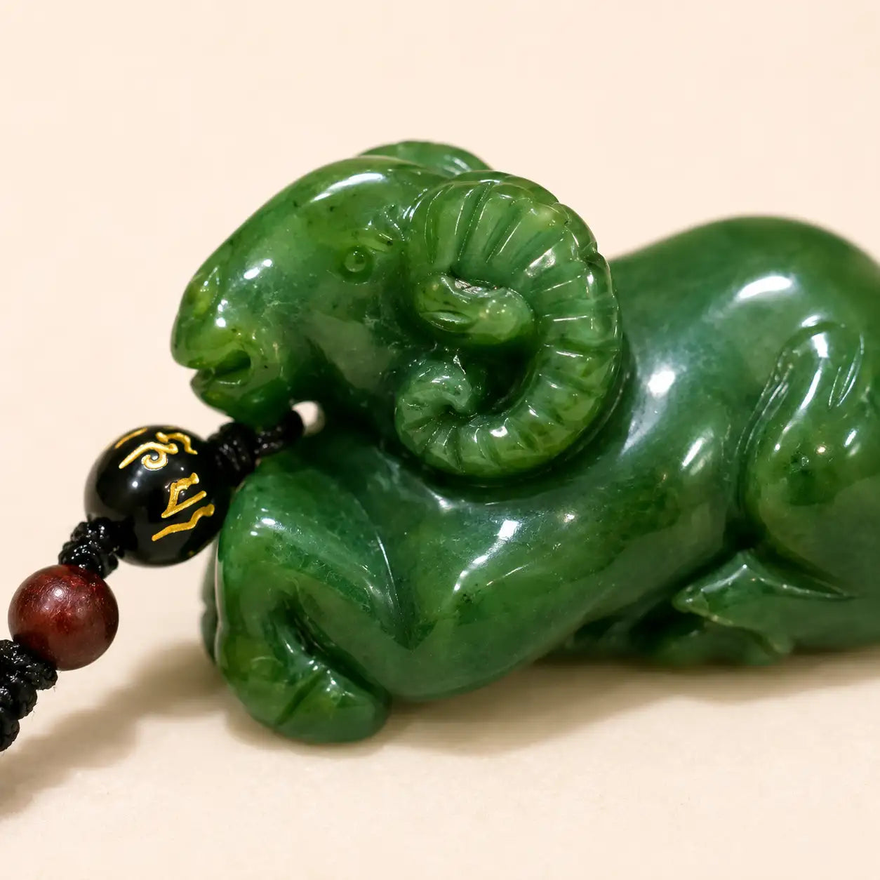 Green Jade Zodiac Goat Pendant