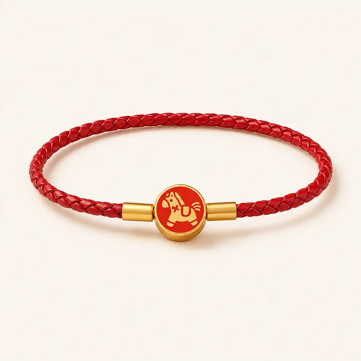 Red Leather Horse Fu Bracelet