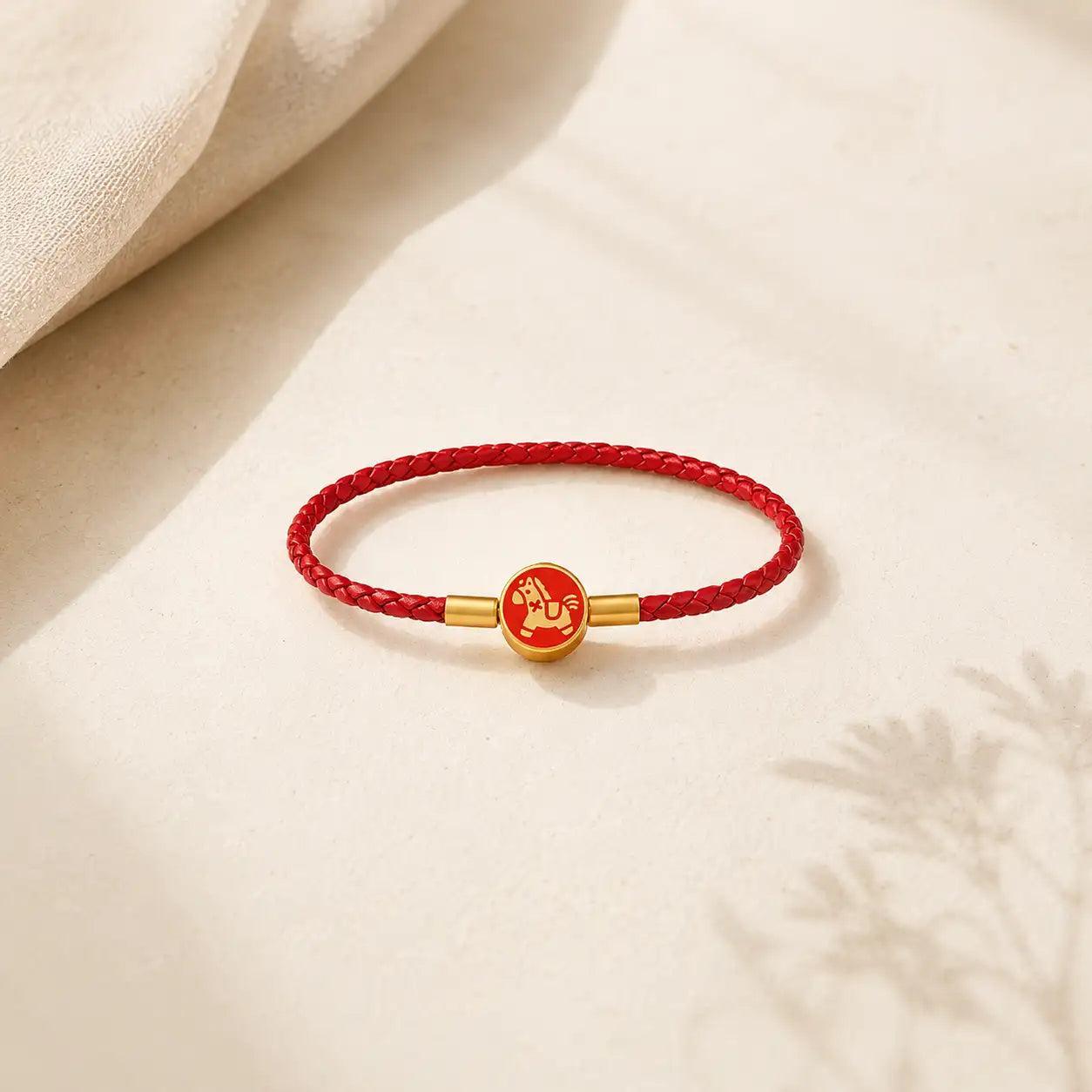 Red Leather Horse Fu Bracelet