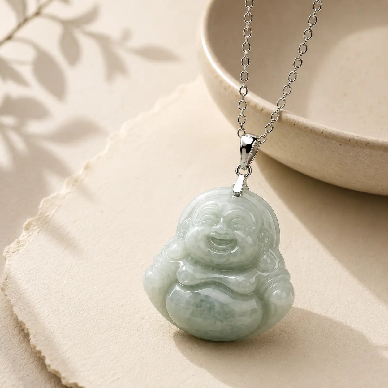 Jade Serenity Symbol Silver Necklace