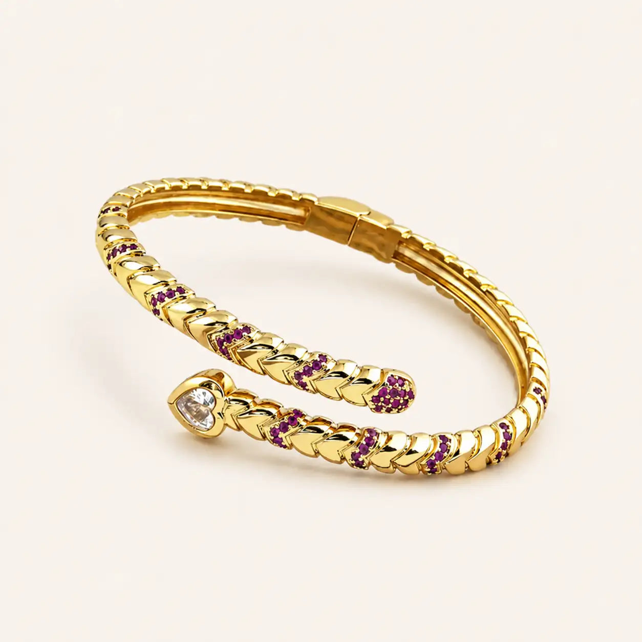 Snake Zircon Gold Cuff Bracelet