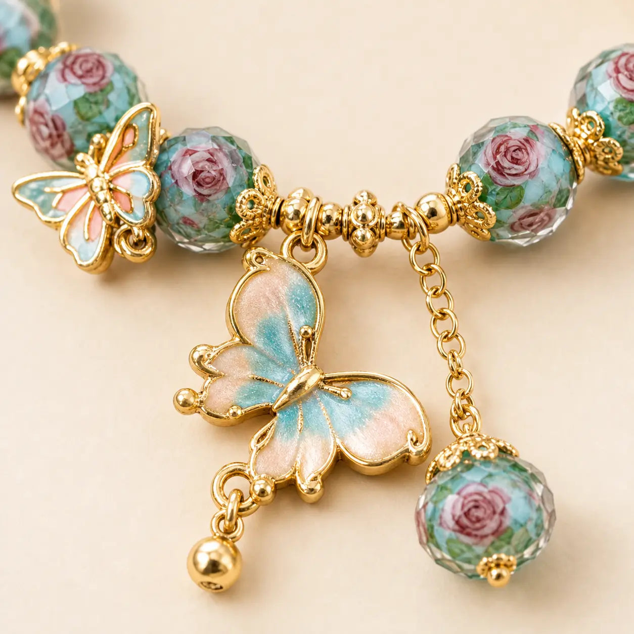 Teal Glass Butterfly Bracelet