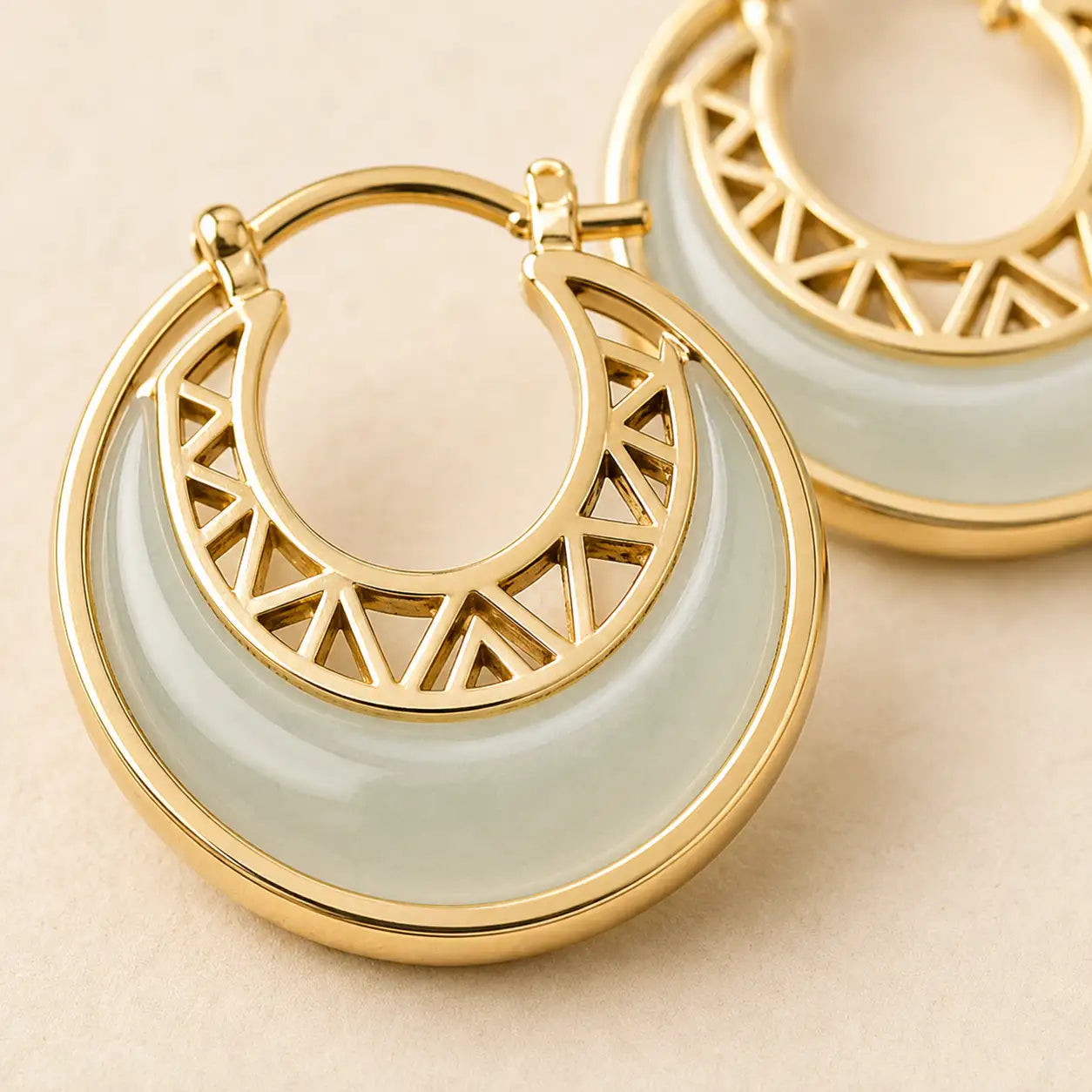 Jade Moon Gold Hoop Earrings
