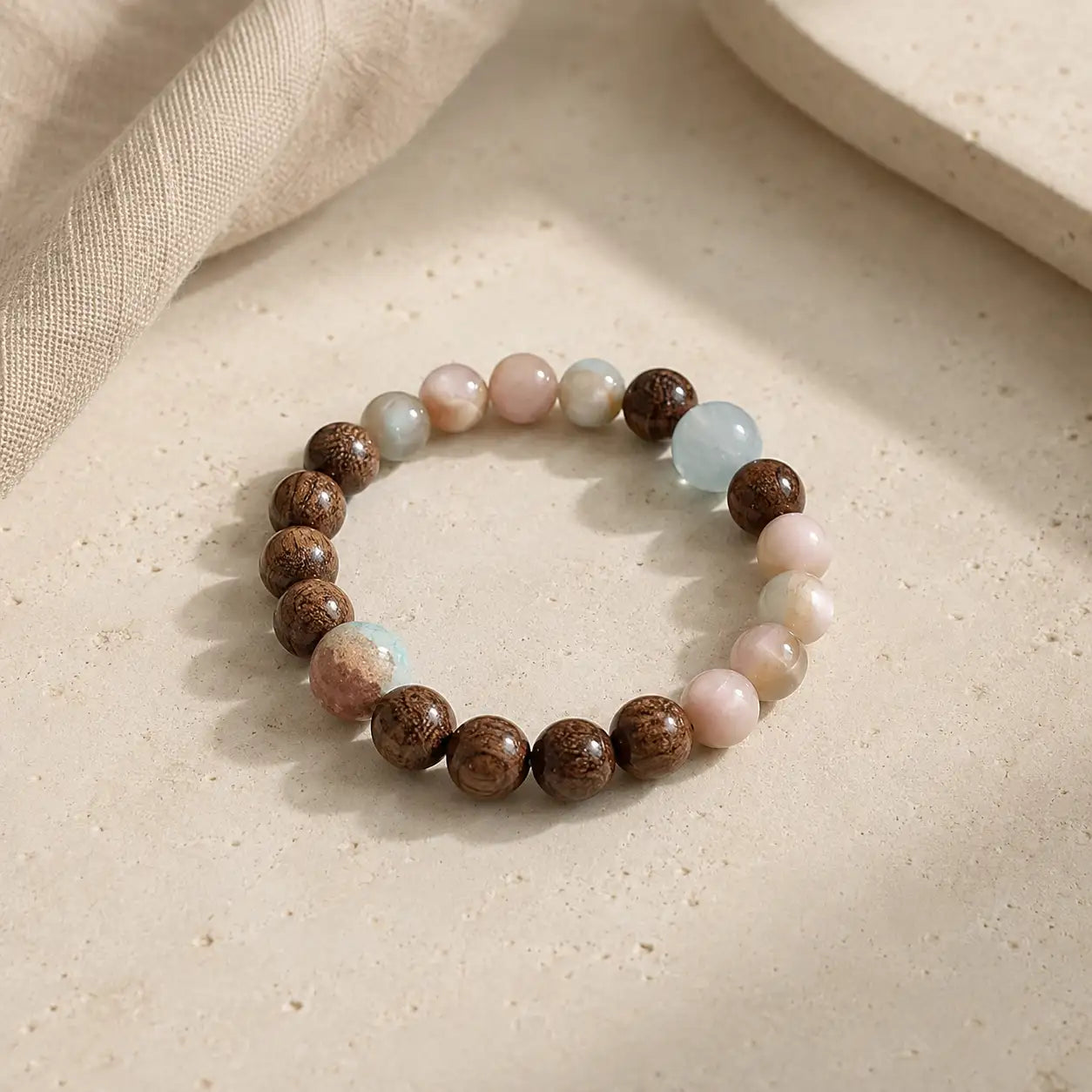 Wood & Pastel Bead Clarity Bracelet