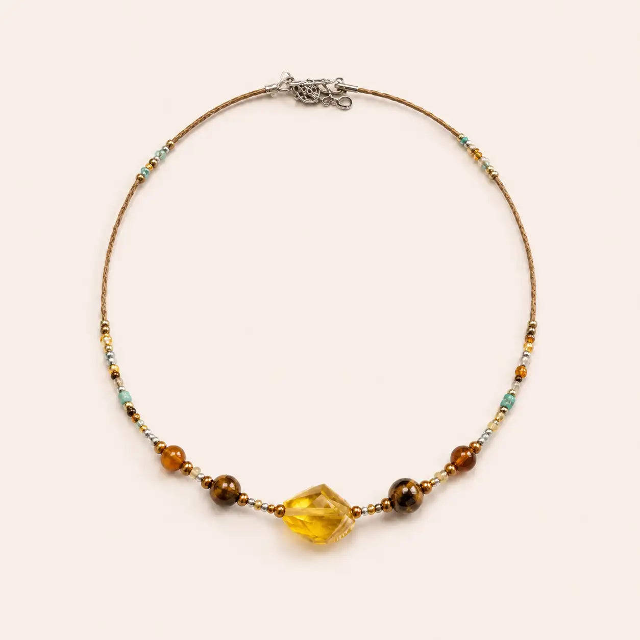 Tear Amber Beaded Necklace