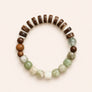 Green Stone & Wood Bead Clarity Bracelet
