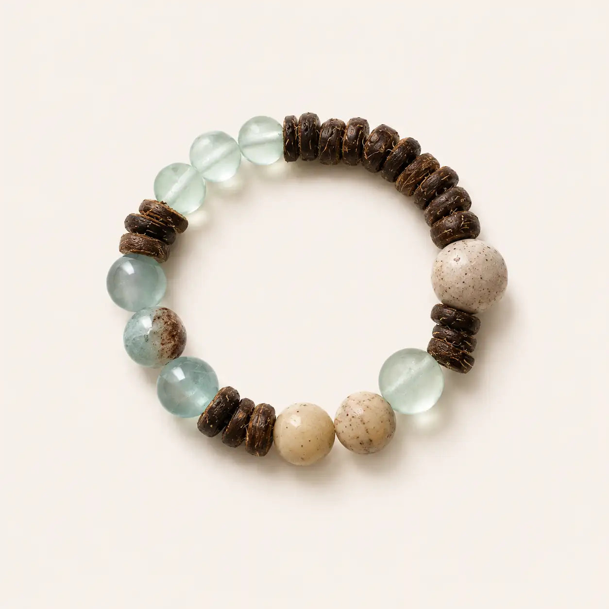 Coconut Shell & Chalcedony Clarity Bracelet
