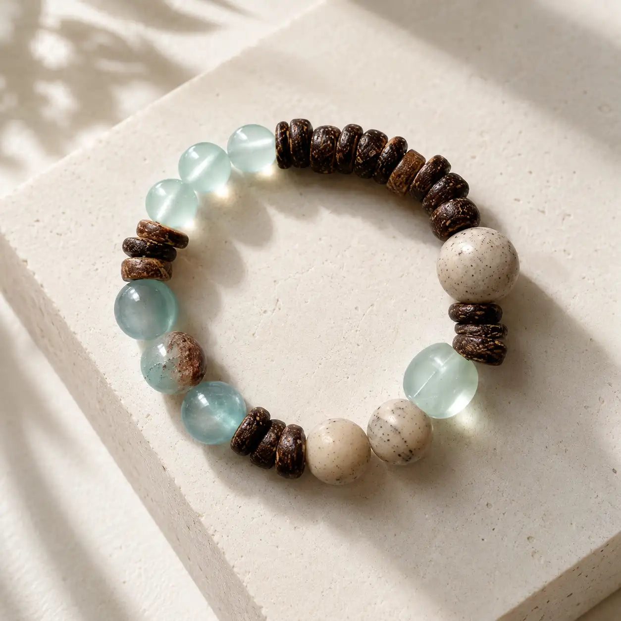 Coconut Shell & Chalcedony Clarity Bracelet