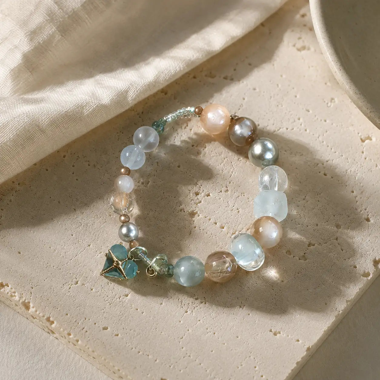 Mint Green Lock Bead Bracelet