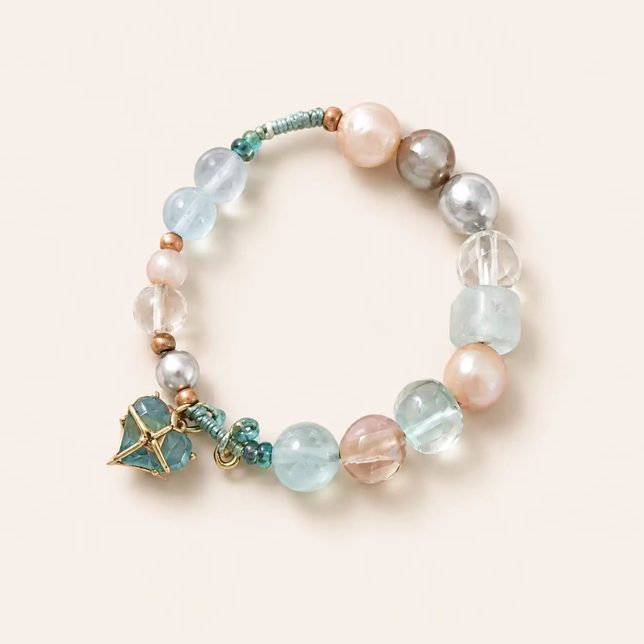 Mint Green Lock Bead Bracelet