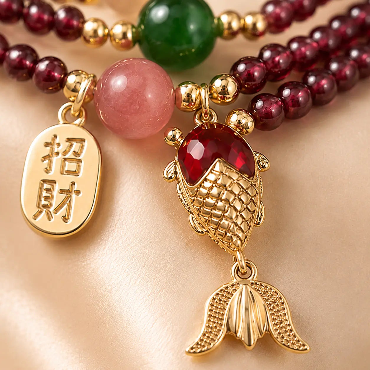 Garnet Koi Wrap Bracelet