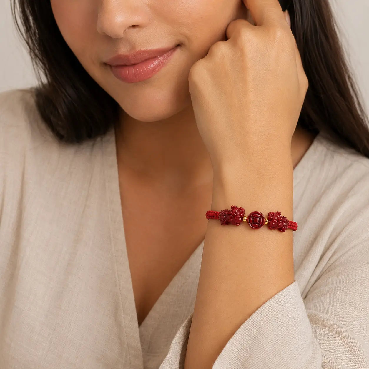 Cinnabar Peace Coin Bracelet
