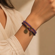Tree of Life Purple Crystal Couple Bracelet Set