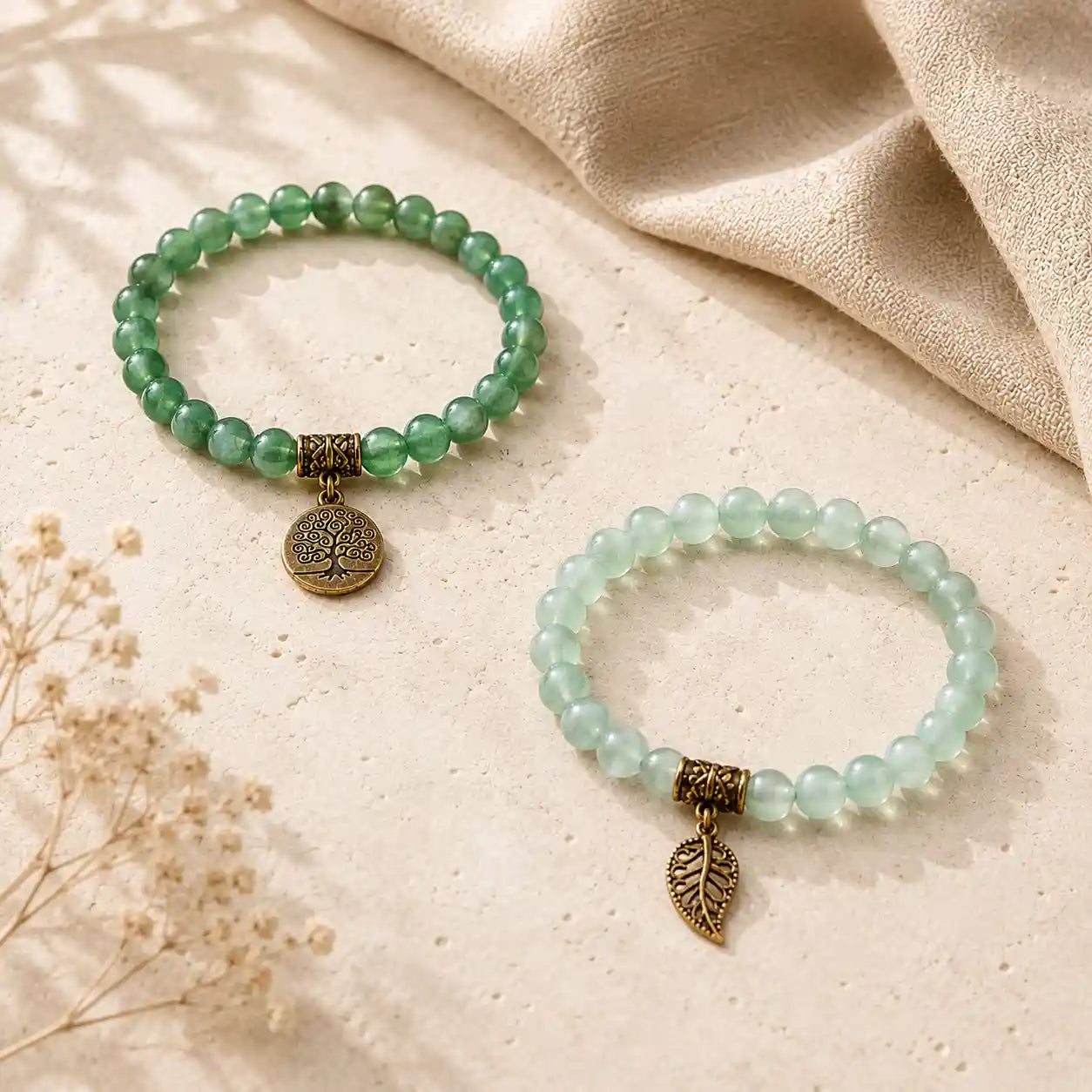 Deep Roots Dongling Jade Tree of Life Bracelet Set