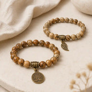 Tree of Life Earth-Toned Couple Bracelet Set