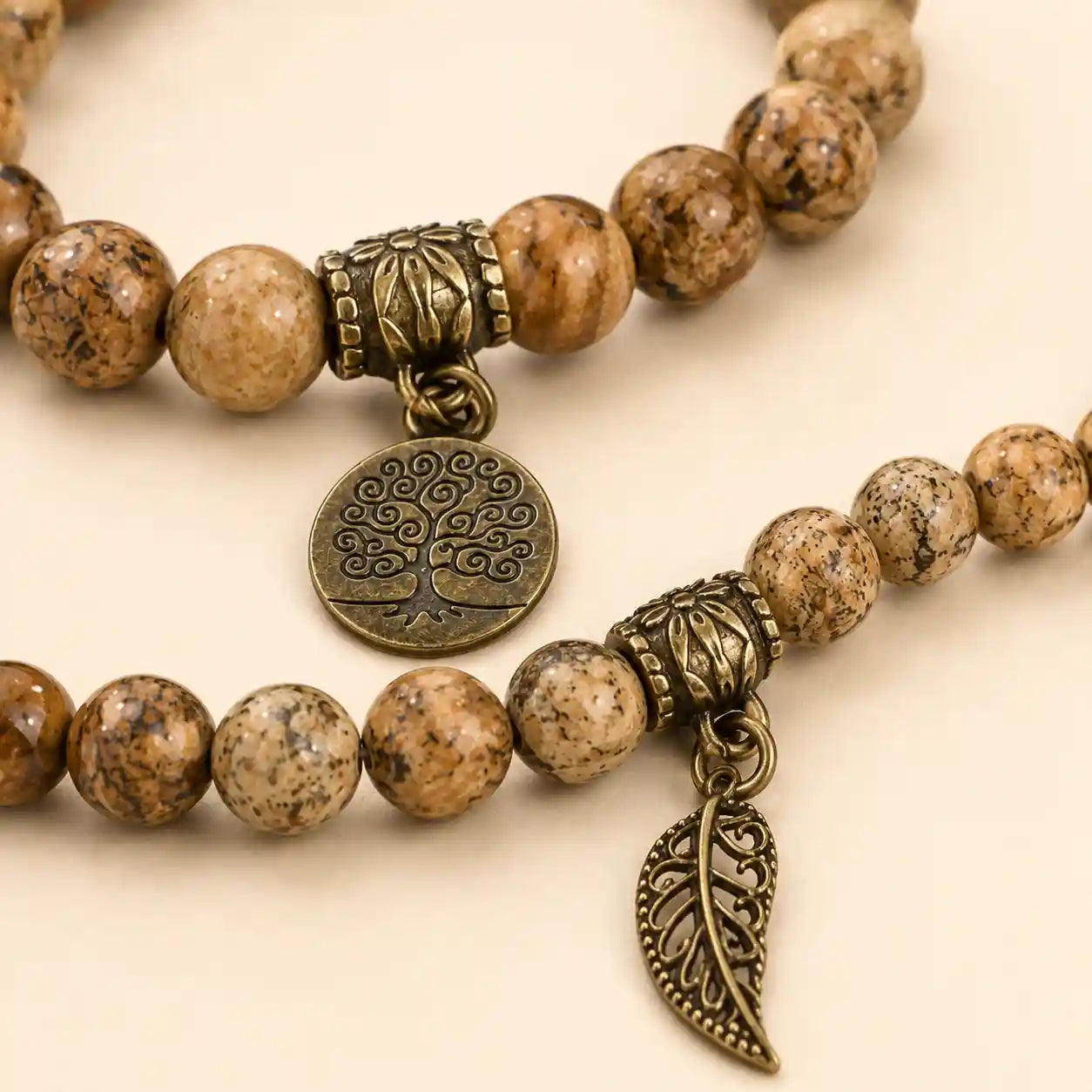 Tree of Life Earth-Toned Couple Bracelet Set