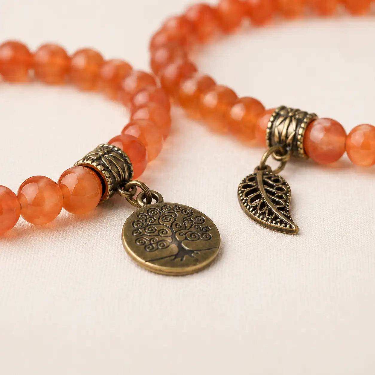 Tree of Life Red Agate Couple Bracelet Set