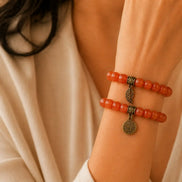Tree of Life Red Agate Couple Bracelet Set