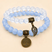 Tree of Life Blue Crystal Couple Bracelet Set