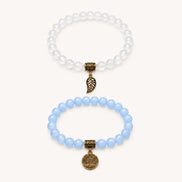 Tree of Life Blue Crystal Couple Bracelet Set