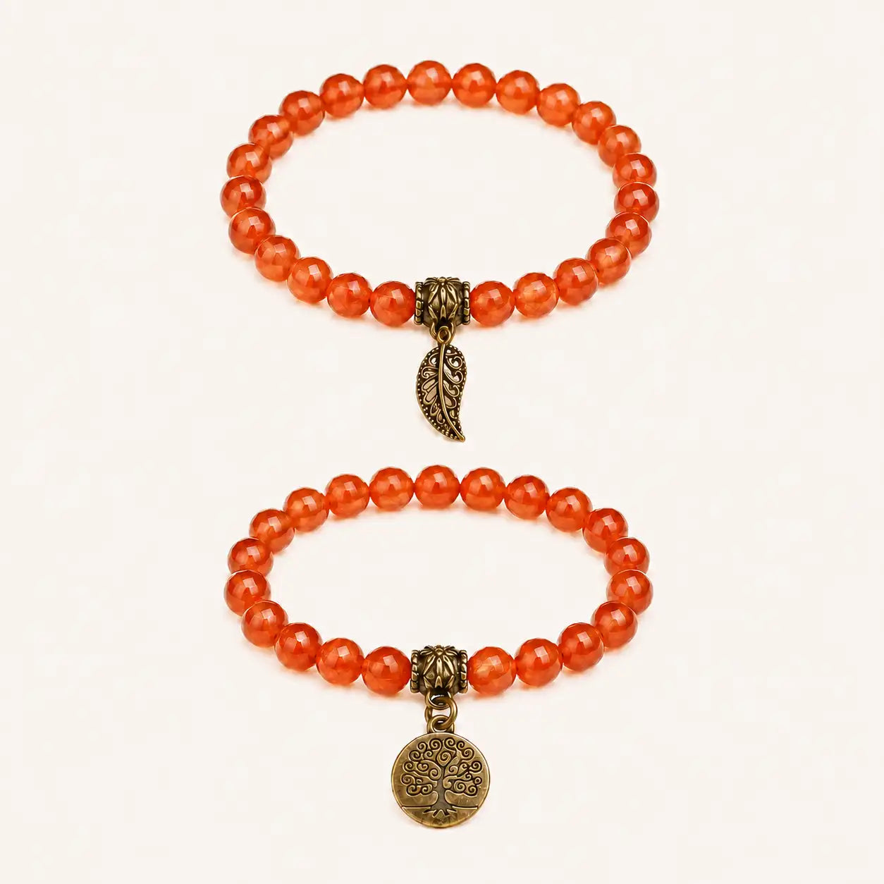Tree of Life Red Agate Couple Bracelet Set