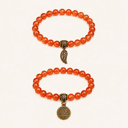 Tree of Life Red Agate Couple Bracelet Set