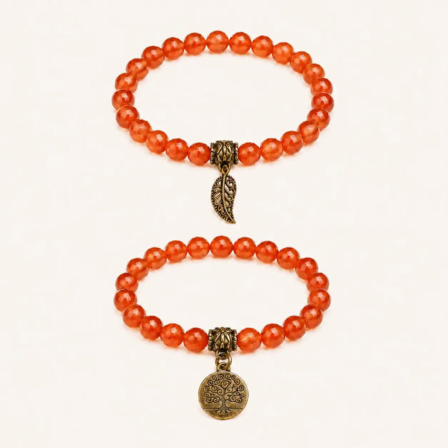 Tree of Life Red Agate Couple Bracelet Set