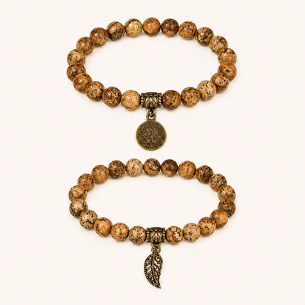 Tree of Life Earth-Toned Couple Bracelet Set